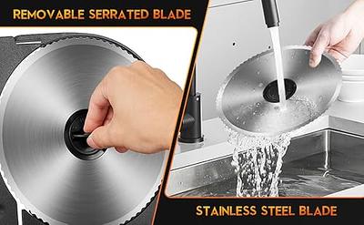 MIDONE Meat Slicer 200W Electric Food Slicer with Two Removable 7.5''  Stainless Steel Blade for Home Use, Black 