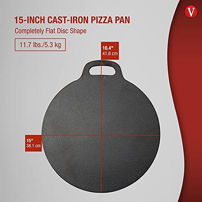 Cuisinel Cast Iron Pizza Pan for Oven Flat Skillets Comal for Tortillas  Round 13.5 