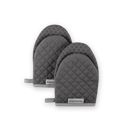 ARCLIBER Oven Mitts 1 Pair of Quilted Lining - Heat Resistant Kitchen Gloves,Flame Oven Mitt Set,Grey