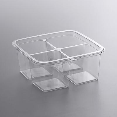 Fabri-Kal GS6-4 Greenware 4-Compartment Clear PLA Plastic Compostable  Container - 50/Pack