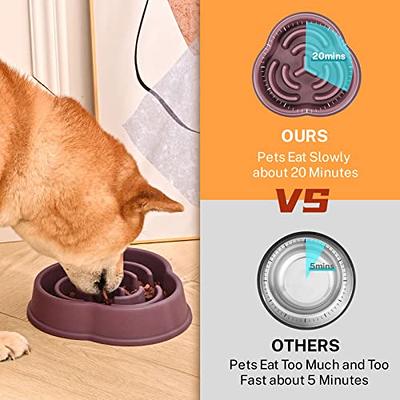 Gorilla Grip 100% BPA Free Slow Feeder Cat and Dog Bowl, Slows Down Pets  Eating, Prevents Overeating, Puppy Training, Large, Small Breeds, Fun  Puzzle
