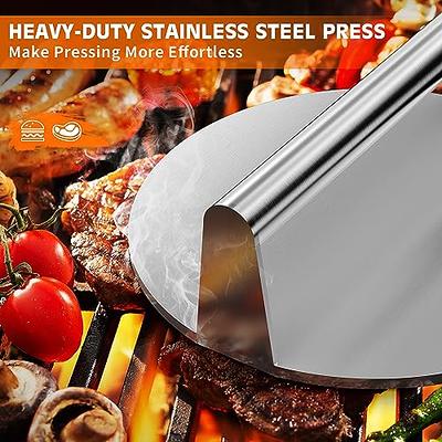 Hamburger Press, Heavy Duty Burger Press With Heat Resistant Handle,  Tainless Steel Grill Press, Bacon Press, Sandwich Press, Round Burger  Smasher For Griddle, Meat Press, Bbq Grilling Accessorie, Kitchen  Accessaries, Tools On