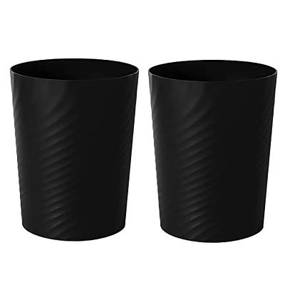 Vtopmart 2 Pack Plastic Small Trash Can, 1.5 Gallon/5.7 L Office Trash Can,  Black Trash Bin with Built-in Handle, Slim Waste Basket for Bathroom