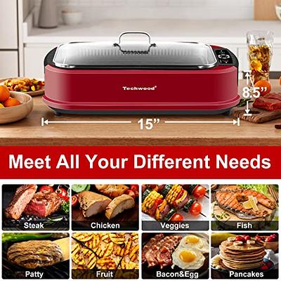 Smokeless Indoor Grill-Electric Grill with Tempered Glass Lid