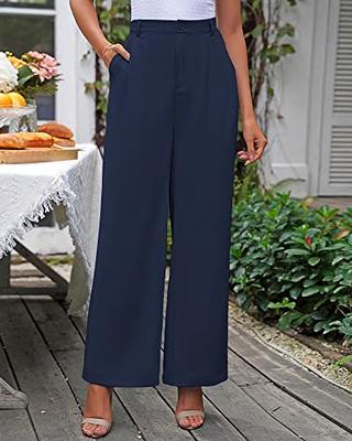 GRAPENT Dress Pants Women High Waisted Wide Leg Work Pants Dressy Casual  Trendy Elastic Waist Pleated Belted Trousers