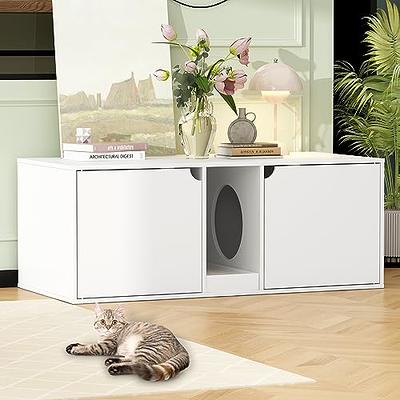 Palram CATSHIRE Cat Litter Box Enclosure Furniture, Hidden Litter Box for  Indoor Cats, Enclosed Cat Box Cabinet, Pet House, Side Table, Nightstand,  with Magnetic Door Latch, Easy to Clean, White - Yahoo