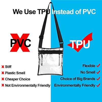 Vorspack TPU Clear Cross-body Purse Stadium Approves Clear Bag with Inner Pocket and Adjustable Strap for Sports Event Concert Festival - Grey