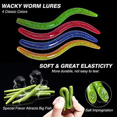 Wacky Worm Lure Bass Fishing Lure Kit - 10PCS Wacky Rig Worms Soft Plastic  Stick Bait for Wacky Rig Bass Lure