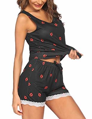 Joyspun Women's Print Tank Top and Shorts Pajama Set, 2-Piece, Sizes S to  3X 