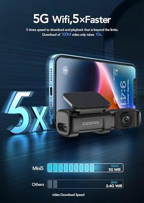 LANMODO 2 Channel D1 4K Dash Cam with 5G WiFi GPS App, Front 4K Inside 2.5