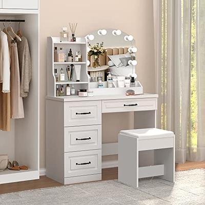 39.4'' Wide Makeup Vanity Set with Stool and Mirror - On Sale