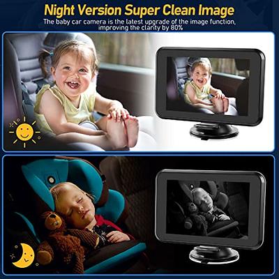 DoHonest Baby Car Camera HD 1080P: 360 Rotating Plug and Play Easy Install  3 Mins Rear Facing Car Baby Monitor with Camera Crystal Night Vision  Backseat Camera Two Kids -V 