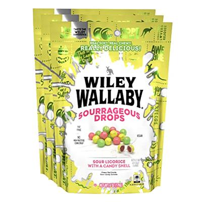 Wiley Wallaby 6 Ounce Sourrageous Drops Mix of Watermelon, Green Apple and  Lemon Soft & Chewy Licorice with a Candy Shell, 3 Pack - Yahoo Shopping