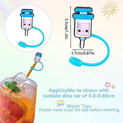 3D Silicone Straw Tips Cover, Reusable Straw Tips Cap, Straw Cover Cap for  6-8mm Straw, Covers Dust Proof Drinking Straw Toppers (B) 