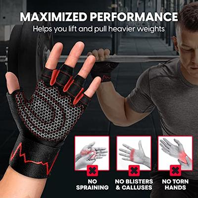  Trideer Padded Workout Gloves for Men - Gym Weight Lifting  Gloves with Wrist Wrap Support, Full Palm Protection & Extra Grips for  Weightlifting, Exercise, Cross Training, Fitness, Pull-up : Sports