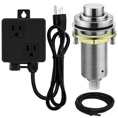 Kraus Garbage Disposal Air Switch Kit with Push Button AC Adapter Power Cord & Air Tube - Chrome