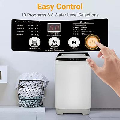 LEADZM 13lbs Portable Washing Machine, Full-Automatic 1.32cu.ft Washer and Dryer  Combo with Drain Pump, 10 Wash Program and 8 Water Level, Compact Laundry  Washer for House Apartment Dorm, White & Grey 