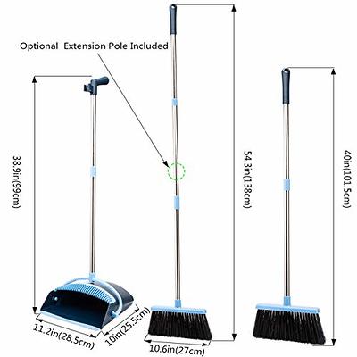 OLLSDIRE Broom and Dustpan Set for Home Upright Dustpan and Broom Combo Set  with Long Handle Sweeping Office Kitchen Floor Pet Hair Standing Dust pan