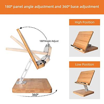  wishacc Bamboo Book Stand, Adjustable Book Holder Tray