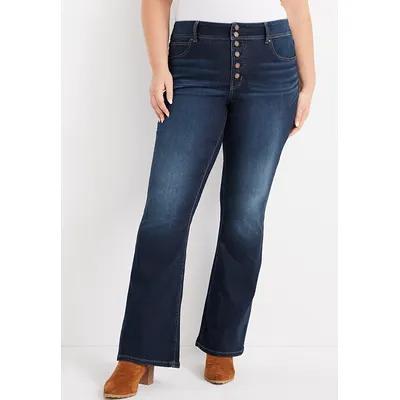 FlexDenim High Waist Crossover Flare Jeans for Women With Pockets