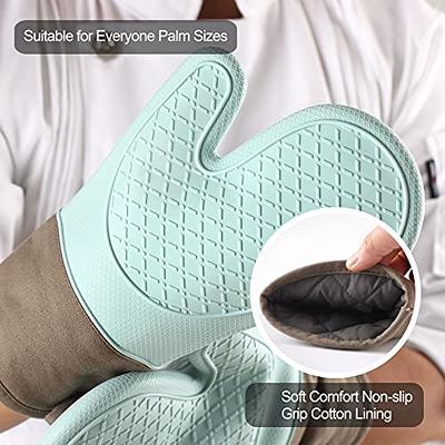 KEGOUU Oven Mitts and Pot Holders 6pcs Set, Kitchen Oven Glove High Heat  Resistant 500 Degree Extra Long Oven Mitts and Potholder with Non-Slip  Silicone Surface for Cooking (Lake Blue) - Yahoo