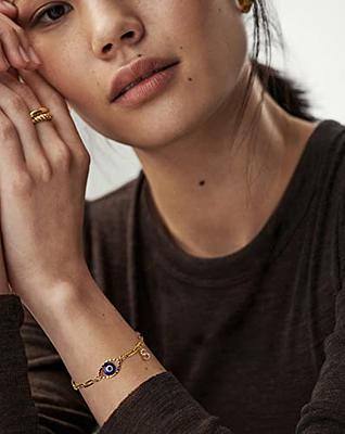 URSTAR Evil Eye Bracelets for Teen Girls, 14K Solid Gold over Evil