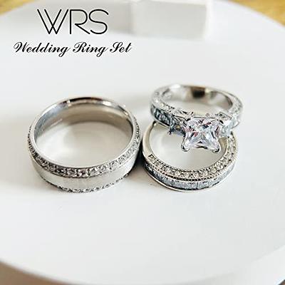 Special Custom Valentine's Day Gifts for Couple, His & Hers Mens Womens Matching 18K Gold Wedding Bands Titanium Anniversary Rings Rings Set