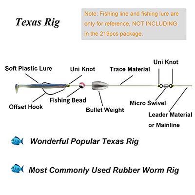 FISHING LOVERS) Texas-Rigs-for-Bass-Fishing-Leaders-with-Weights-Hooks- Rigged-Line-Kit - Fishing