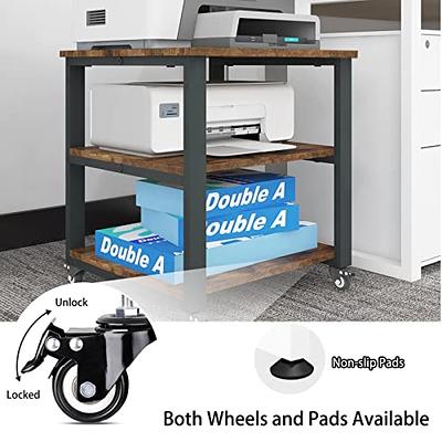 Printer Stand-2-Tier Under Desk Table for Fax Scanner Printer Office Supplies-Compact and Mobile with Wheels for Portable Storage by Home-Complete