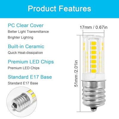 E17 Intermediate LED 3.5W Fridge Light Bulb Replacement Compatible with  Kenmore Refrigerator 480LM 110V-130V Daylight White 5000K, Fit for  Frigidaire Freezer Lamp Microwave Over Stove Bulb, Pack of 2 - Yahoo  Shopping