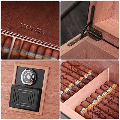 Cigar Humidor, Jansfuren Glass Top Cedar Cigar Box with Front Digital  Hygrometer, Humidifier Gel & Divider, Desktop Humidor Case Hold 25-50 Cigars  - Yahoo Shopping