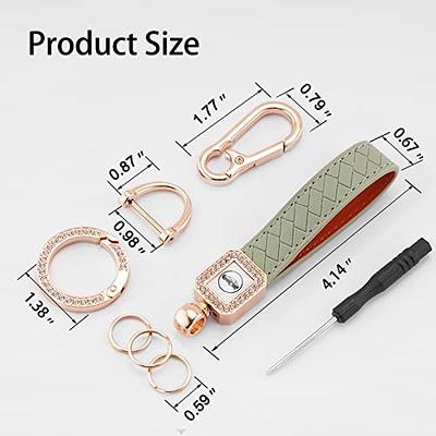 QBUC Genuine Leather Car Keychain,Universal Heavy Duty Metal Key Chain Accessories,Car Fob Key Keychain Holder with 360 Degree Rotatable Snap Swivel