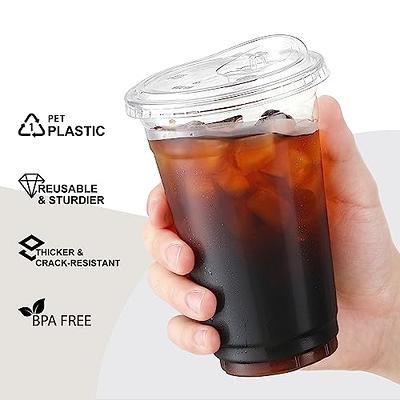  [25 PACK] 14 oz Cups, Iced Coffee Go Cups and Sip Through Lids, Cold Smoothie, Plastic Cups with Sip Through Lids, Clear Plastic  Disposable Pet Cups