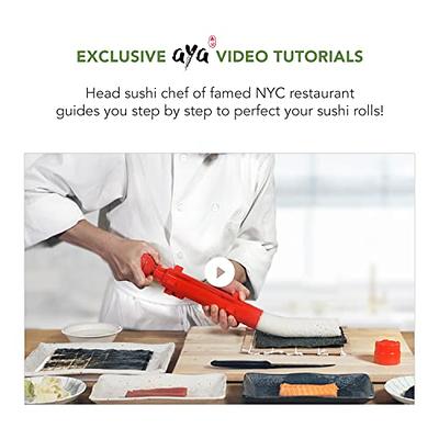 aya Sushi Roll Making [Kit] 2, Online Video Tutorials Complete with Knife &  Bamboo Mat, 12 Piece Set, Easy and Fun For Professional, [Sushi] [Roll]s