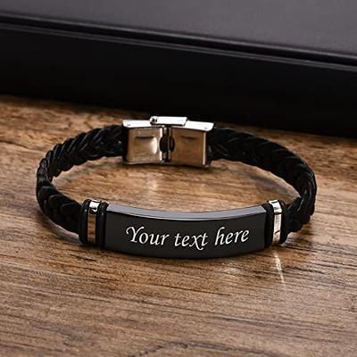 Sentimental Gifts for Boyfriend - Men's Bracelet with Names On Engraved Silver Beads