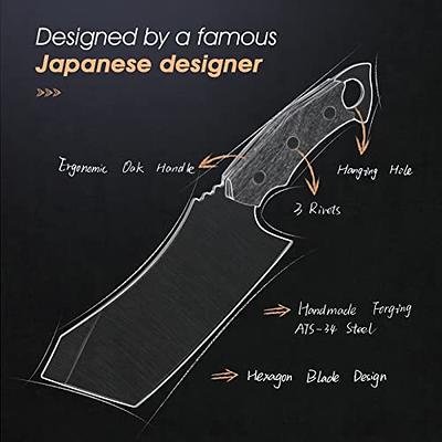 Huusk Japan Knives, Upgraded Serbian Chef Knife Japanese Meat Cleaver Knife  for Meat Cutting Forged Butcher Knife with Sheath Full Tang Kitchen