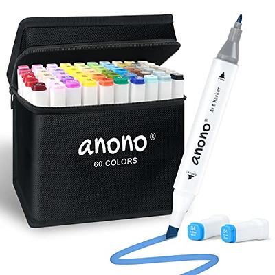 anono 60 Colors Alcohol Marker Dual Tip Marker Permanent Marker Set Artist  Markers with Carry Bag for Kids Adults Coloring Drawing, White Penholder -  Yahoo Shopping