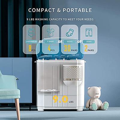 COSTWAY Portable Washing Machine, Twin Tub 13Lbs Capacity Washer 8Lbs and  Spinner 5Lbs with Control Knobs, Timer Function, Drain Pump, Compact  Laundry