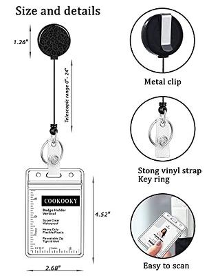 Teskyer 2 Pack Heavy Duty Retractable Badge Reel Clip with Hard Plastic  Clear Badge Holders, Holding 2 Pieces of ID Badge Name Card (Vertical) :  : Office Products