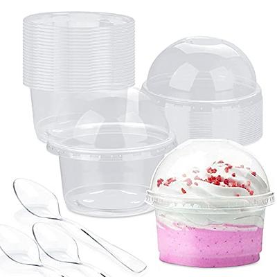 Hot/cold Disposable Plastic Cups With Dome Lids Ice Cream - Temu