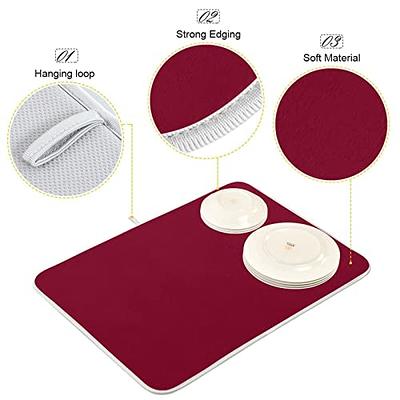 Burgundy Red Drying Dish Mat Drying Pads for Kitchen Counter