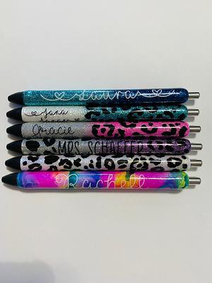 Personalized Gel Pens | Custom Epoxy Glitter Pens | Leopard Pen