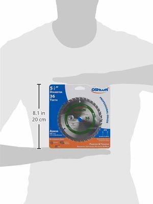 Oshlun SBW-055036 5-1/2-Inch 36 Tooth ATB Finishing and Trimming Saw Blade with 5/8-Inch Arbor (1/2-Inch and 10mm Bushings)