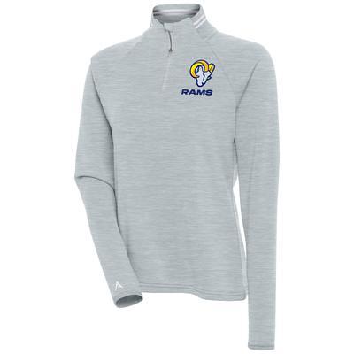 Men's Antigua Heather Gray Los Angeles Rams Victory Pullover Hoodie