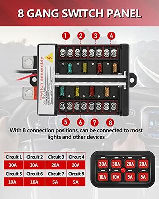 6 Gang Led Switch Panel kit Automatic Dimmable Universal(Green light) light  bar controller