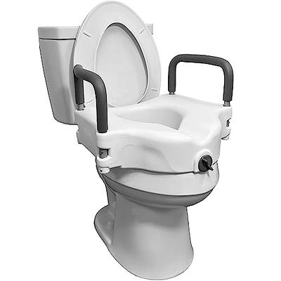 Famard 3-in-1 Raised Toilet Seat with Handles, Handicap Toilet Seat Risers with Soft Back and Padded Seat, Height Adjustable Elevated Toilet Seat for