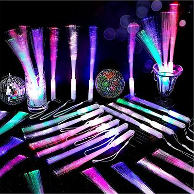 130 Pieces LED Fiber Optic Stick 7 Colors Light Up Fiber Optic Stick Glow  in The Dark Wands for Kid Adults Glow Birthday Entertainment Props Party