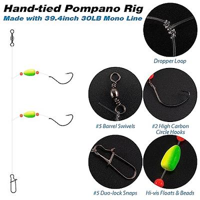 Alwonder 5PCS Pompano Rigs Surf Fishing Rigs with Snell Floats