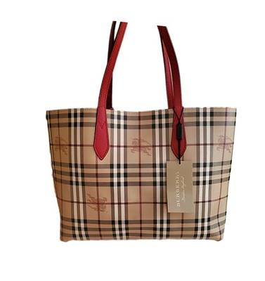 Burberry Haymarket Check Reversible Tote - Brown Totes, Handbags