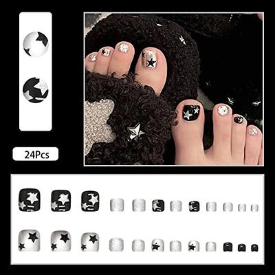 Womans Feet on Marble Background. Beautiful Classic Black Nail Design Stock  Image - Image of copy, nail: 205282305